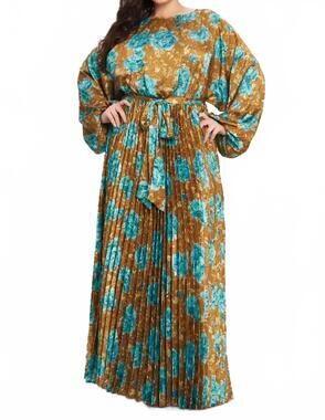 NEW FLYING TOMATO printed woven maxi dress in dijon
